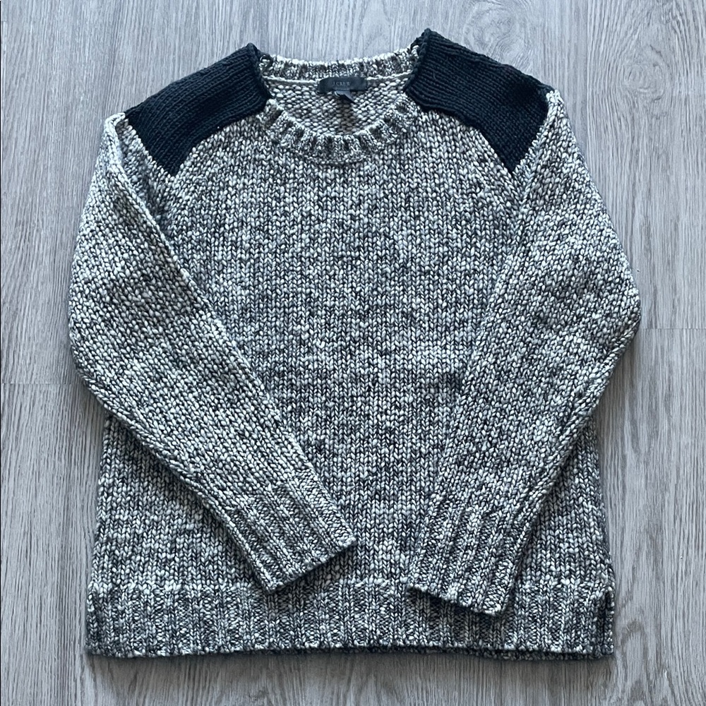 J. Crew Black and Gray Crew Neck Sweater